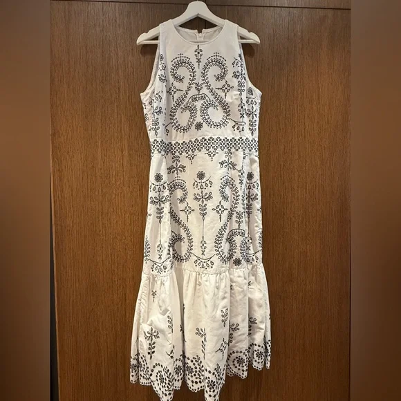 Tory Burch Mariana Embroidered Cotton Midi Dress - Picture 2 of 5